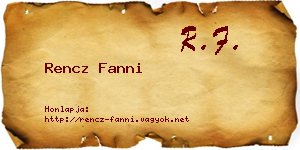 Rencz Fanni névjegykártya
